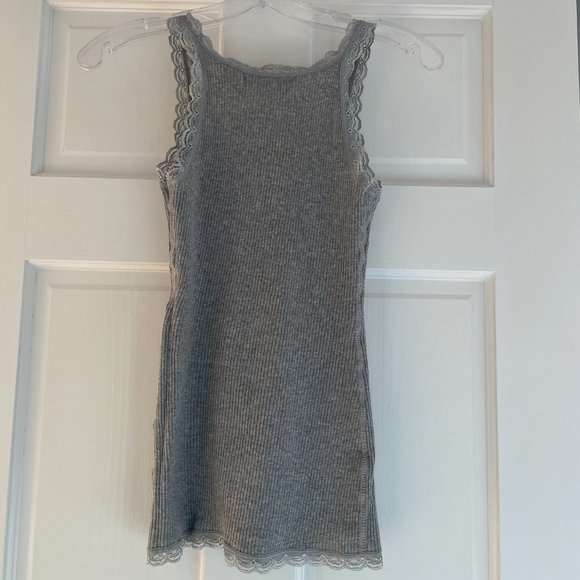 Epic Threads Sleeveless Lace Trim Ribbed Tank Top Gray Girls Size XL - Picture 3 of 7